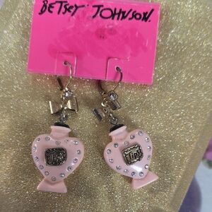 Betsey Johnson Pink Perfume Bottle Earrings